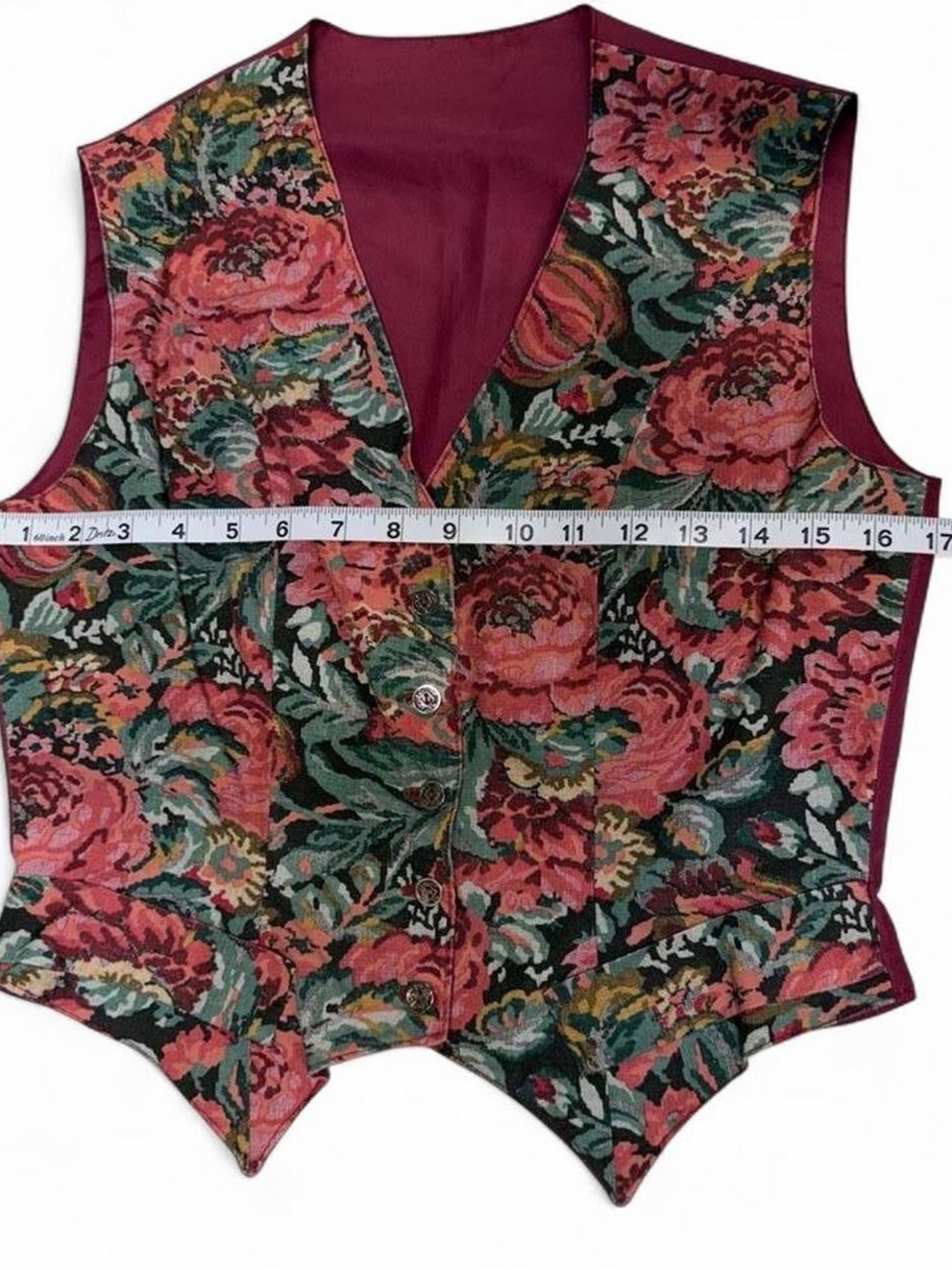 Vintage 90’s Floral Tapestry Vest Women’s Small Cottagecore Grandma Festival - Picture 4 of 5